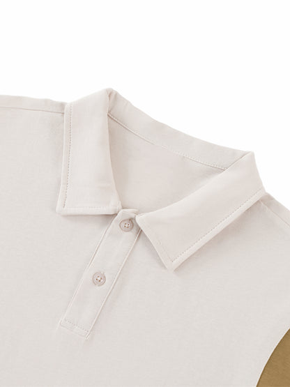 Tally Contrast Panel Cotton Polo Shirt